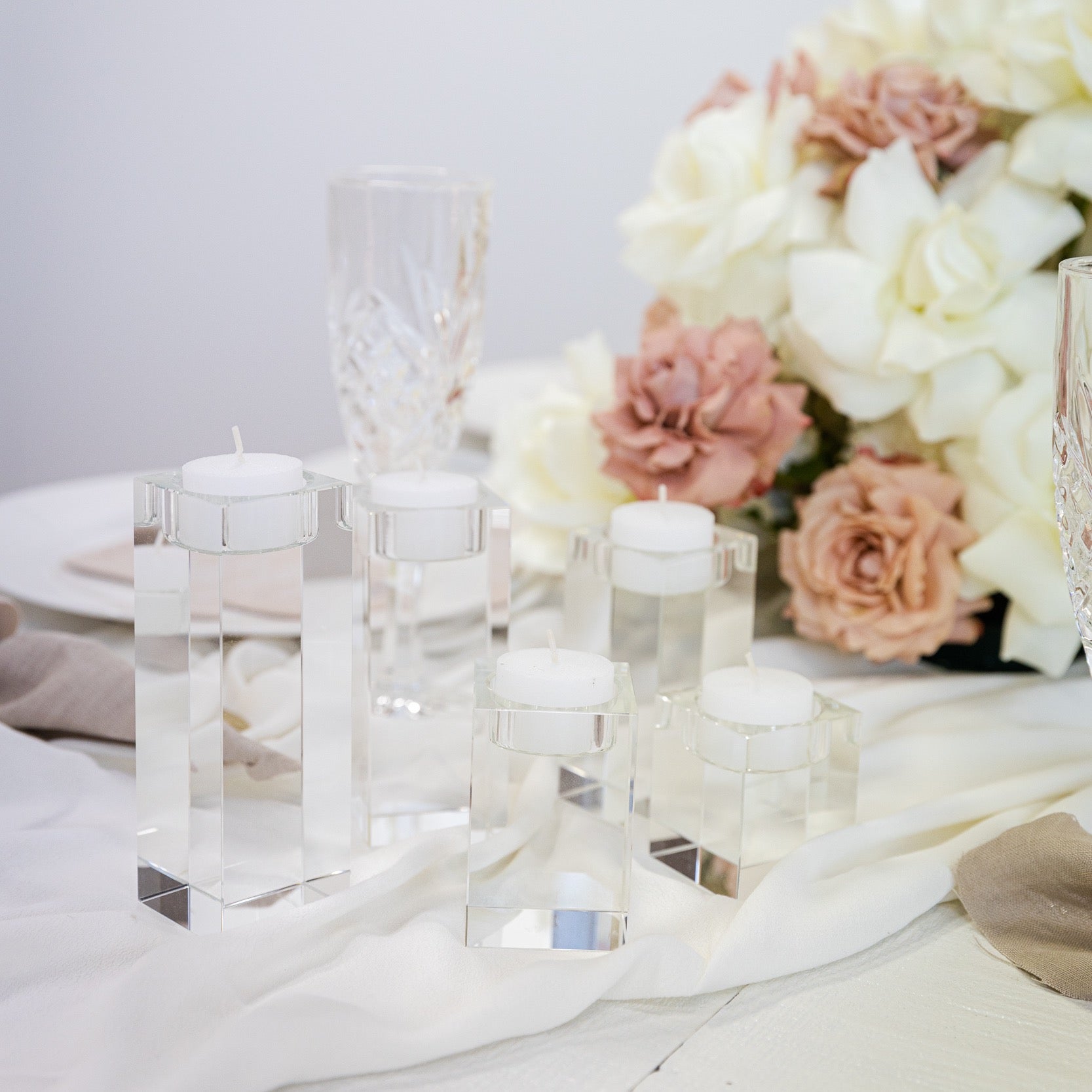 Crystal Cubic Tealight Candleholder 12cm